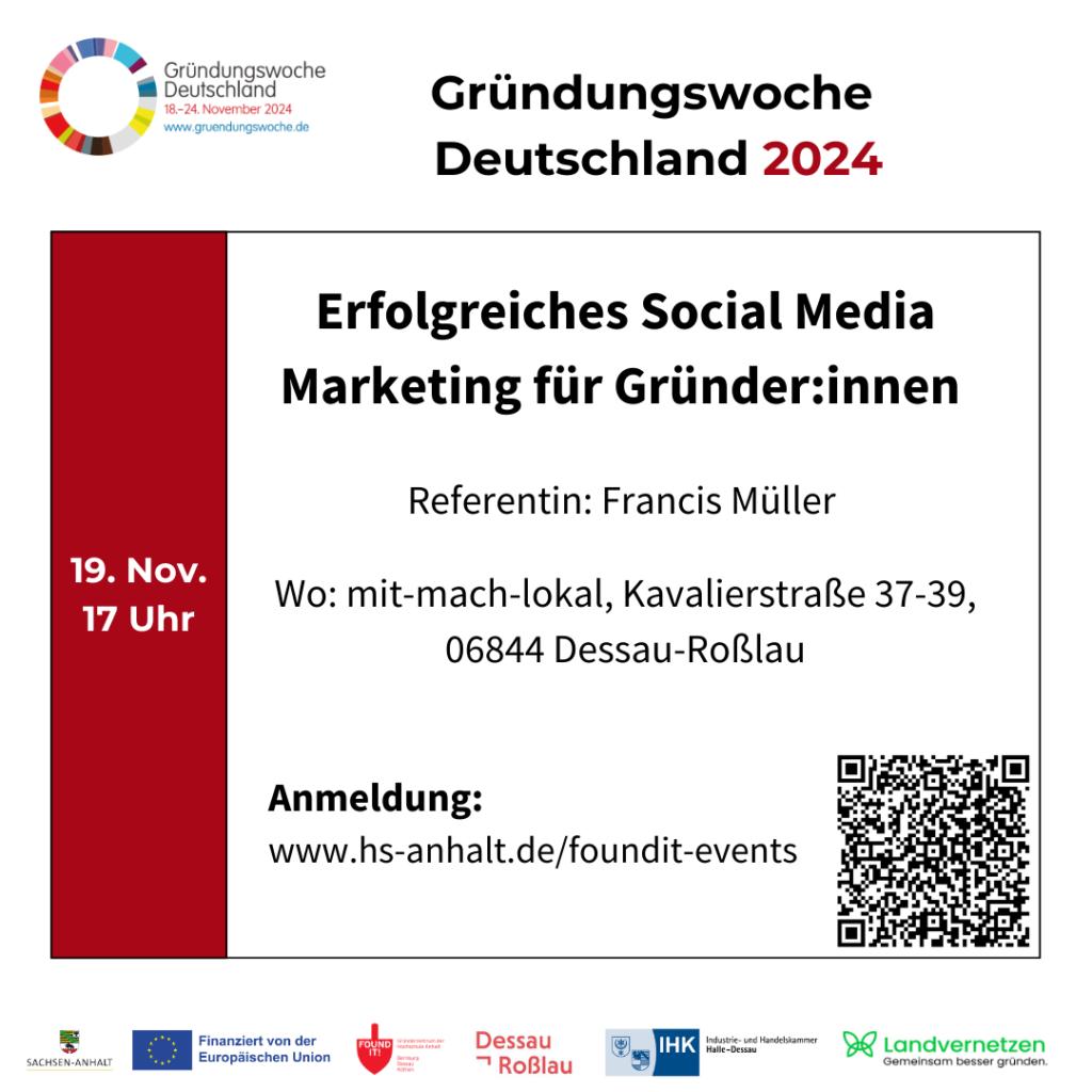 Veranstaltung Social Media Gründungswoche 2024